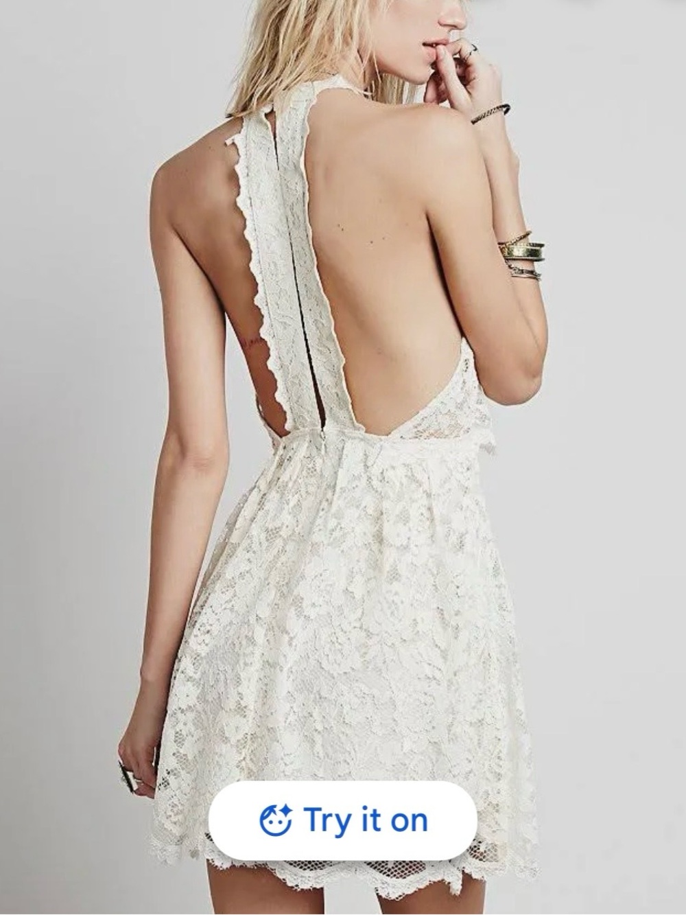 Free People Lost in a Dream Lace Halter Dress - Picture 2 of 2
